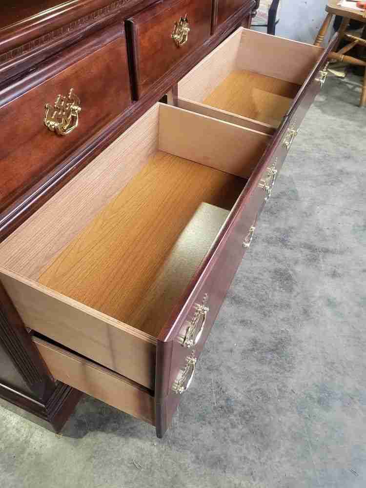 Antique repro low long chest of drawers 3 over 4