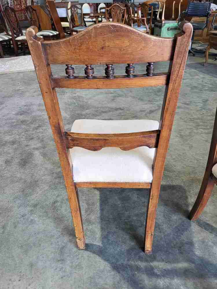 Four antique Victorian carved bar back dining chairs cream