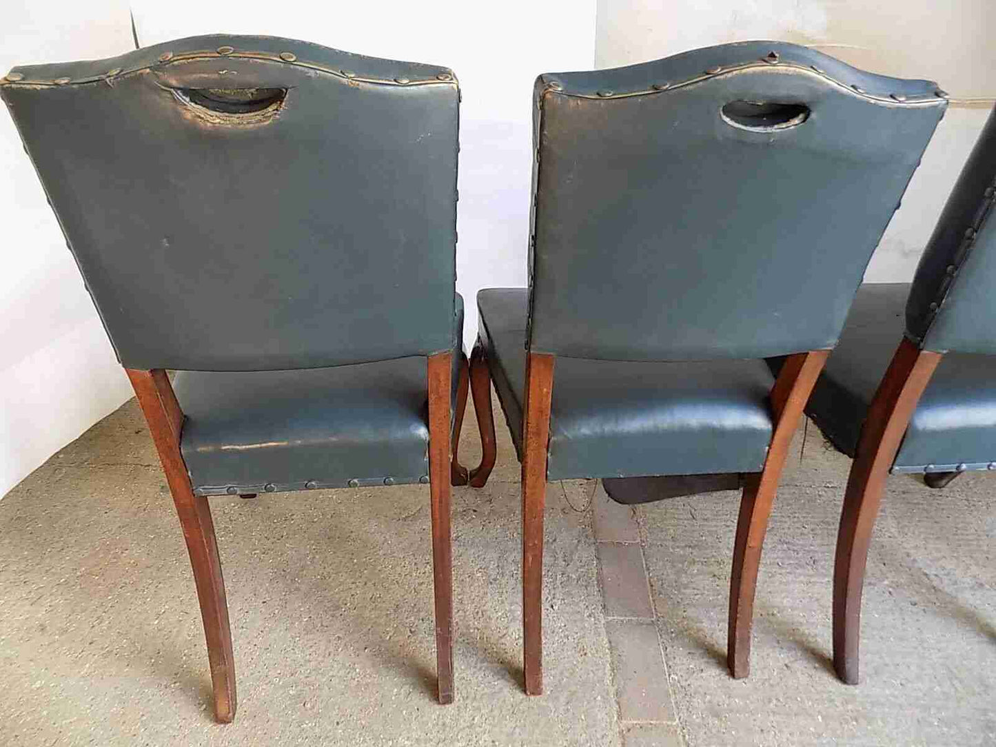 4 blue leather large mahogany dining chairs cabriole legs office chairs chair