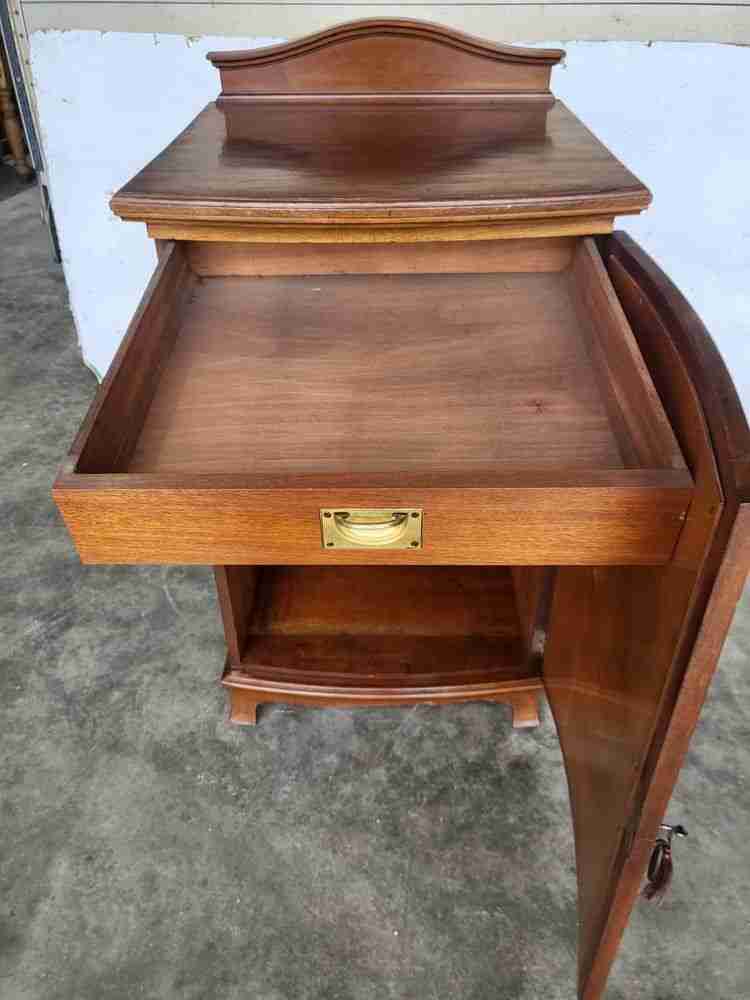 Antique bow front side end cupboard cabinet drawer
