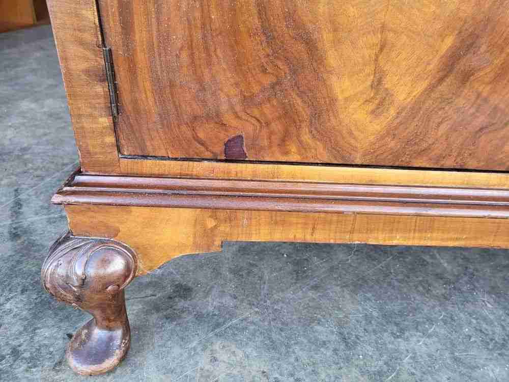 Antique Deco walnut 2 over 2 chest of drawers shoe cupboard