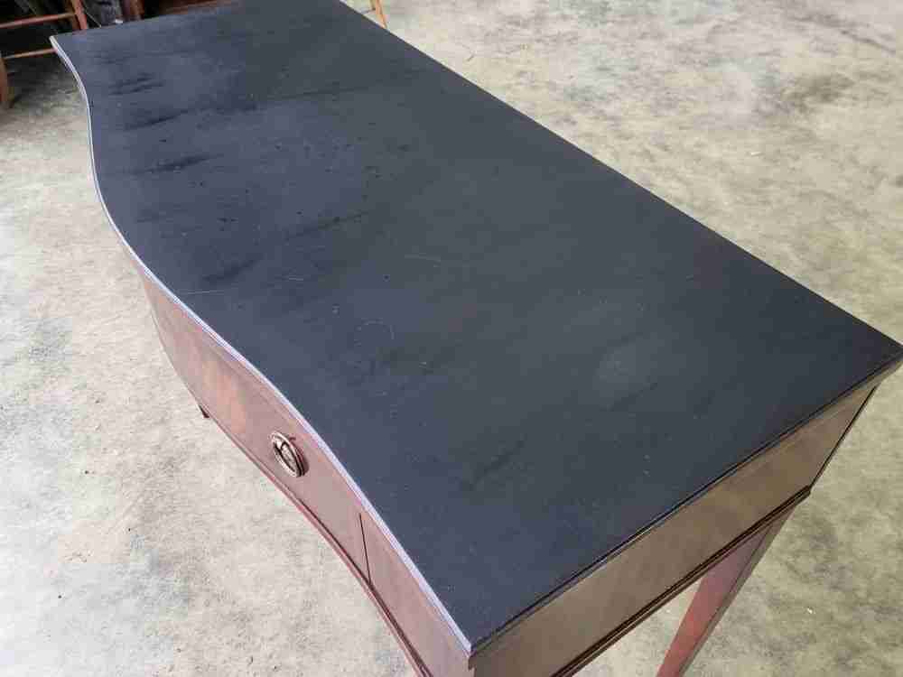 Antique repro mahogany serpentine sideboard serving table drawer fluted legs