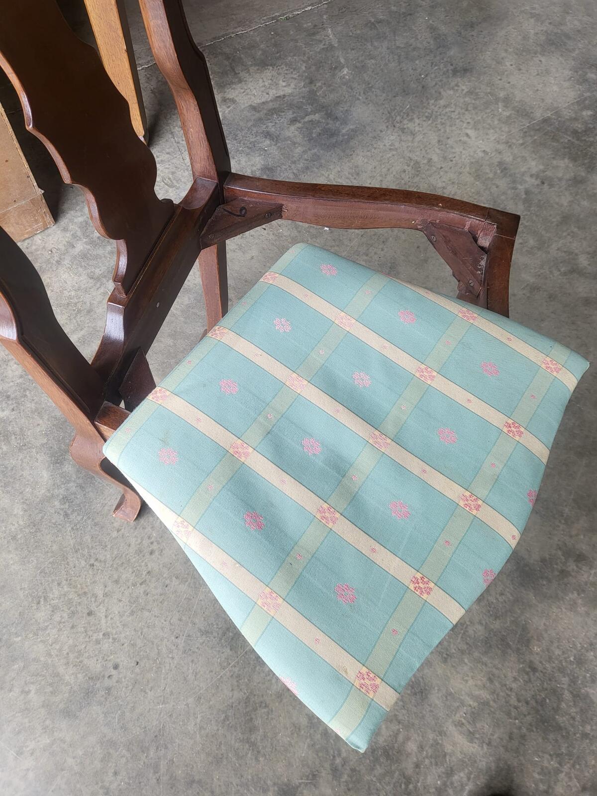 Antique repro 6 Queen Ann style high back dining chairs