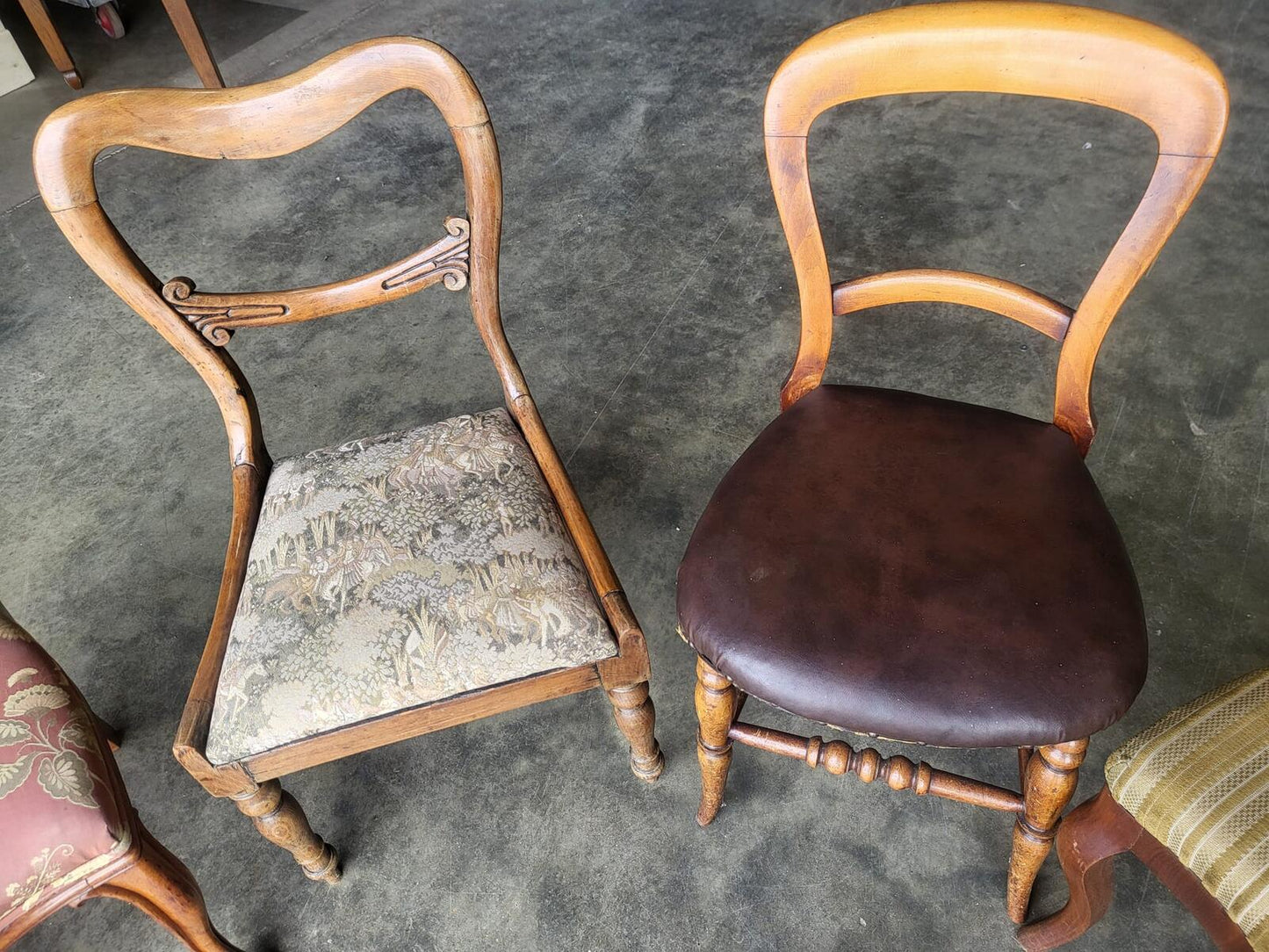 Antique Victorian 8 ballon back mixed dining chairs
