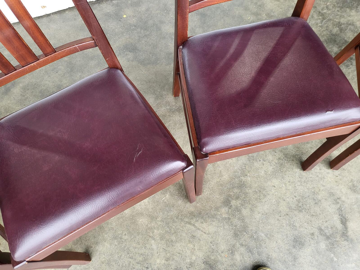 1970's extending dark teak pedestal dining table seat 6/8 + 4 chairs