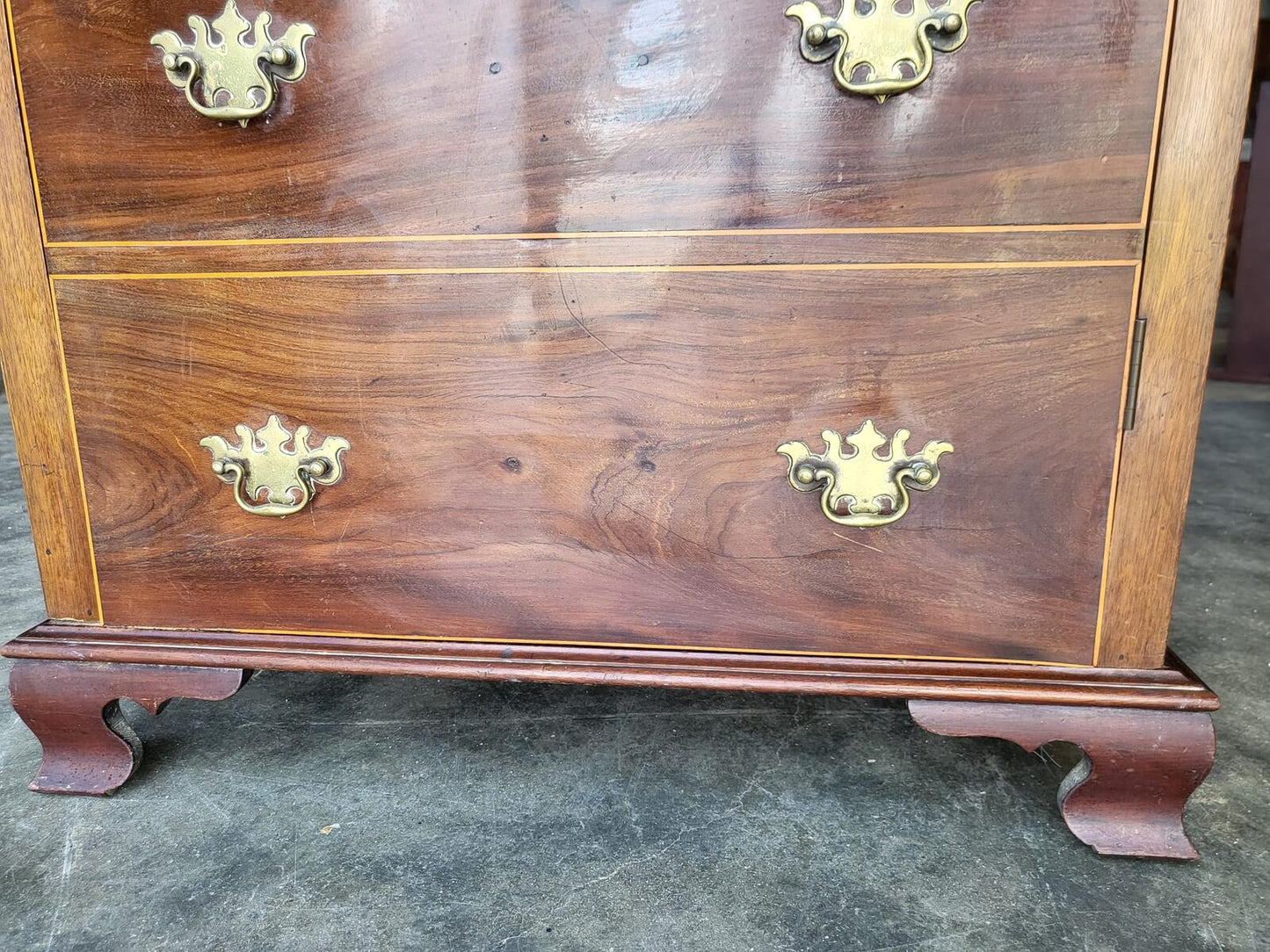 Antique inlaid mahogany single slim wardrobe cupboard