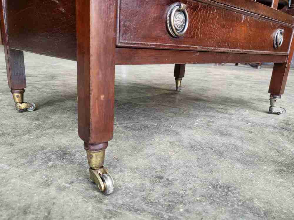 Antique repro mahogany canterbury magazine book rack drawer castors
