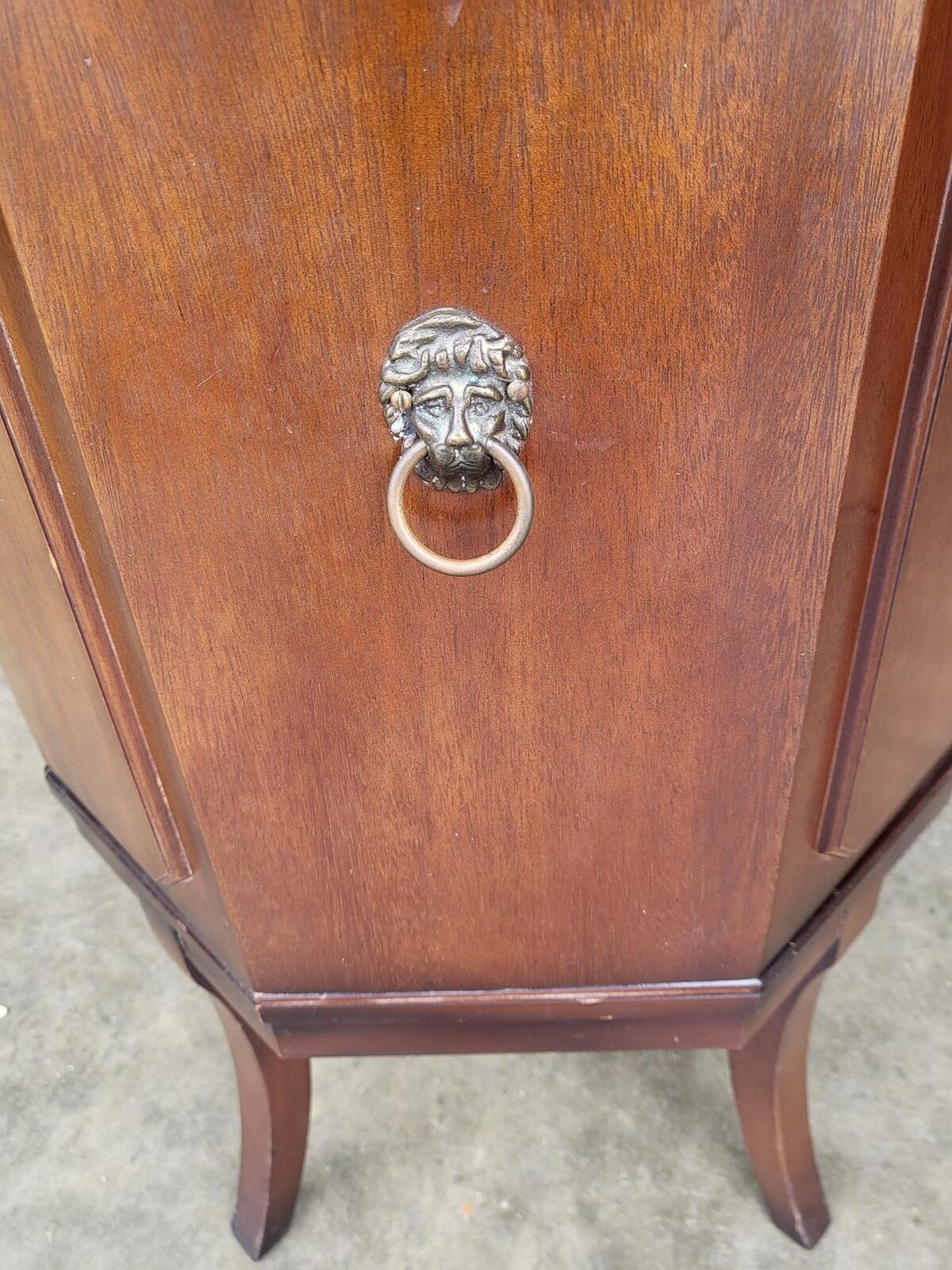 Antique repro octagonal side end lamp table cabinet legs