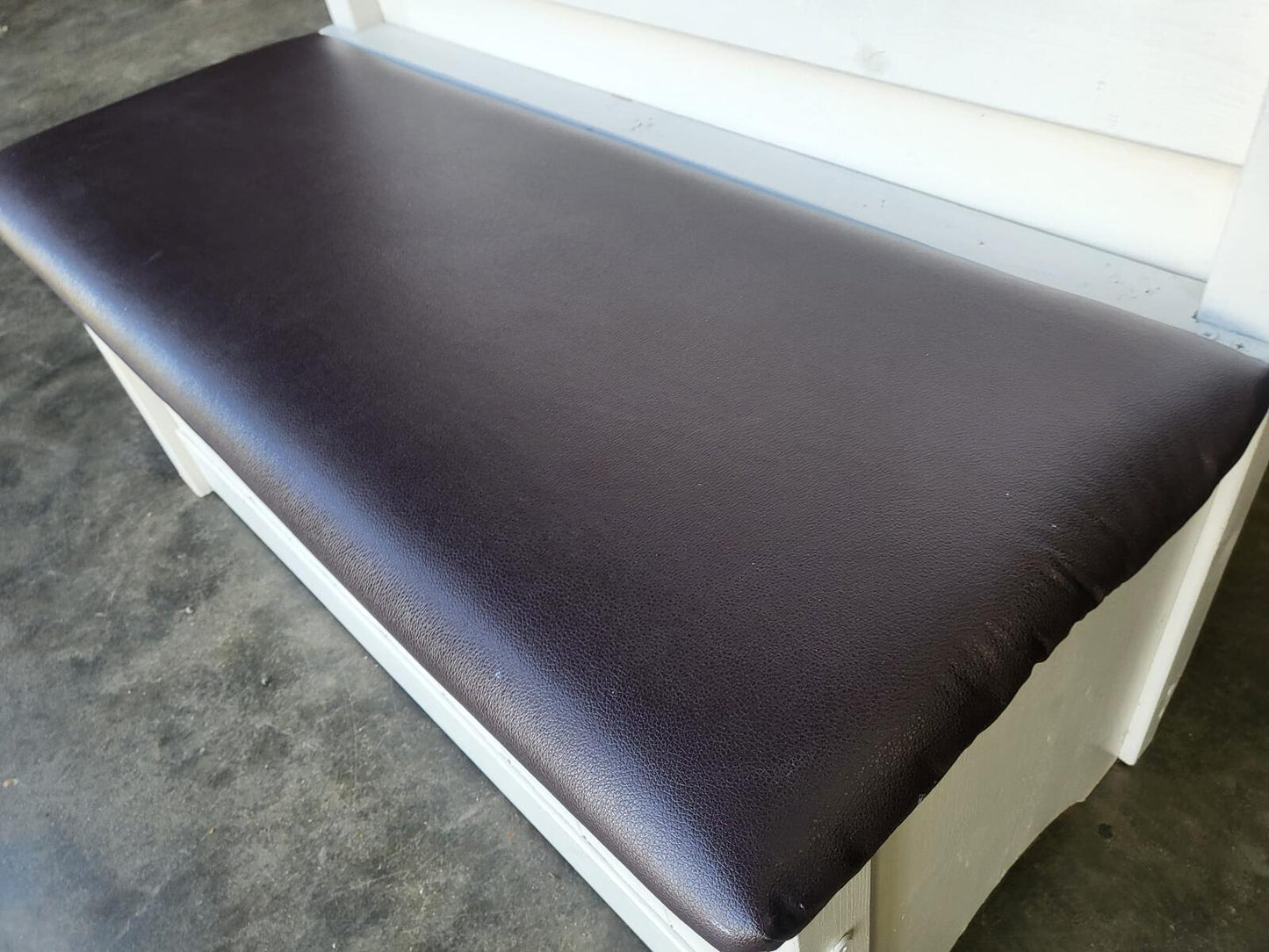 Small white high back storage bench hall seat