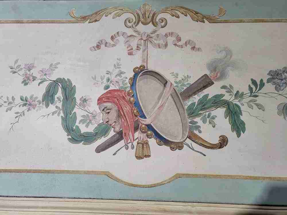 20thC very large 10' 5" H French painted room panel door frame fire surround