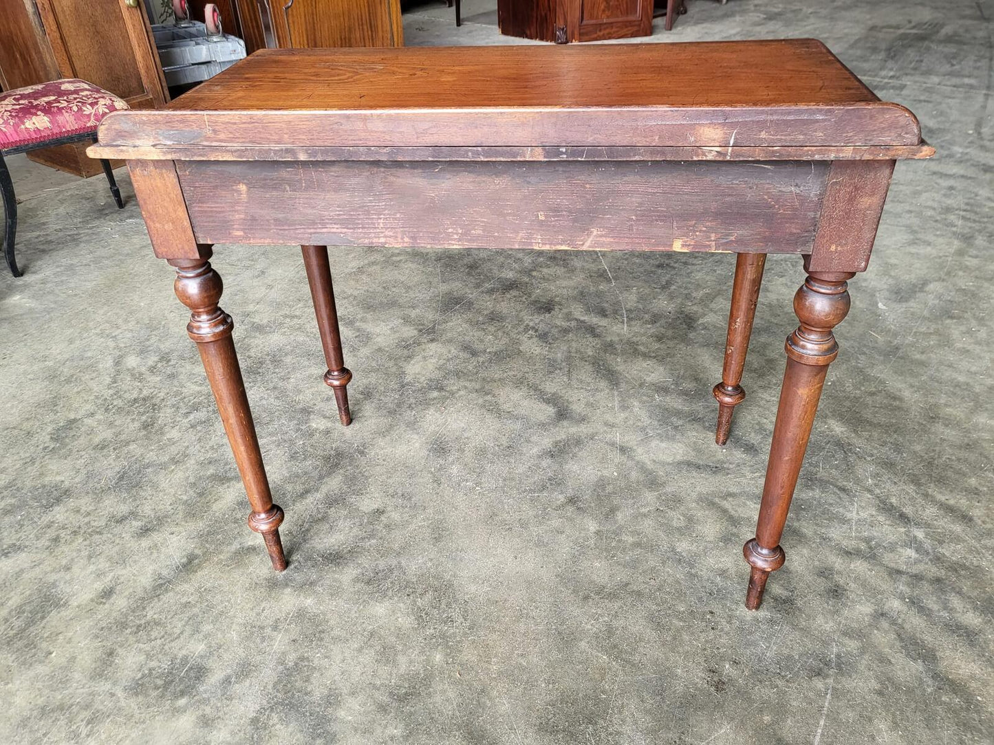 Antique Victorian single drawer writing desk table turned legs