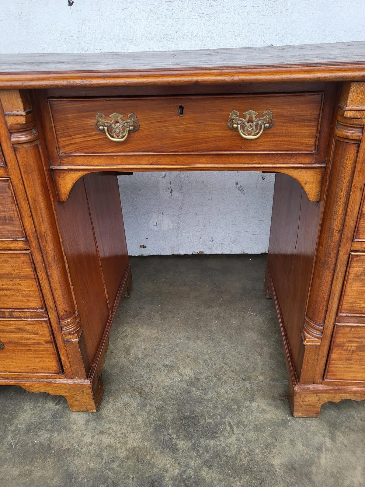 Antique Victorian small knee hole desk 7 drawers