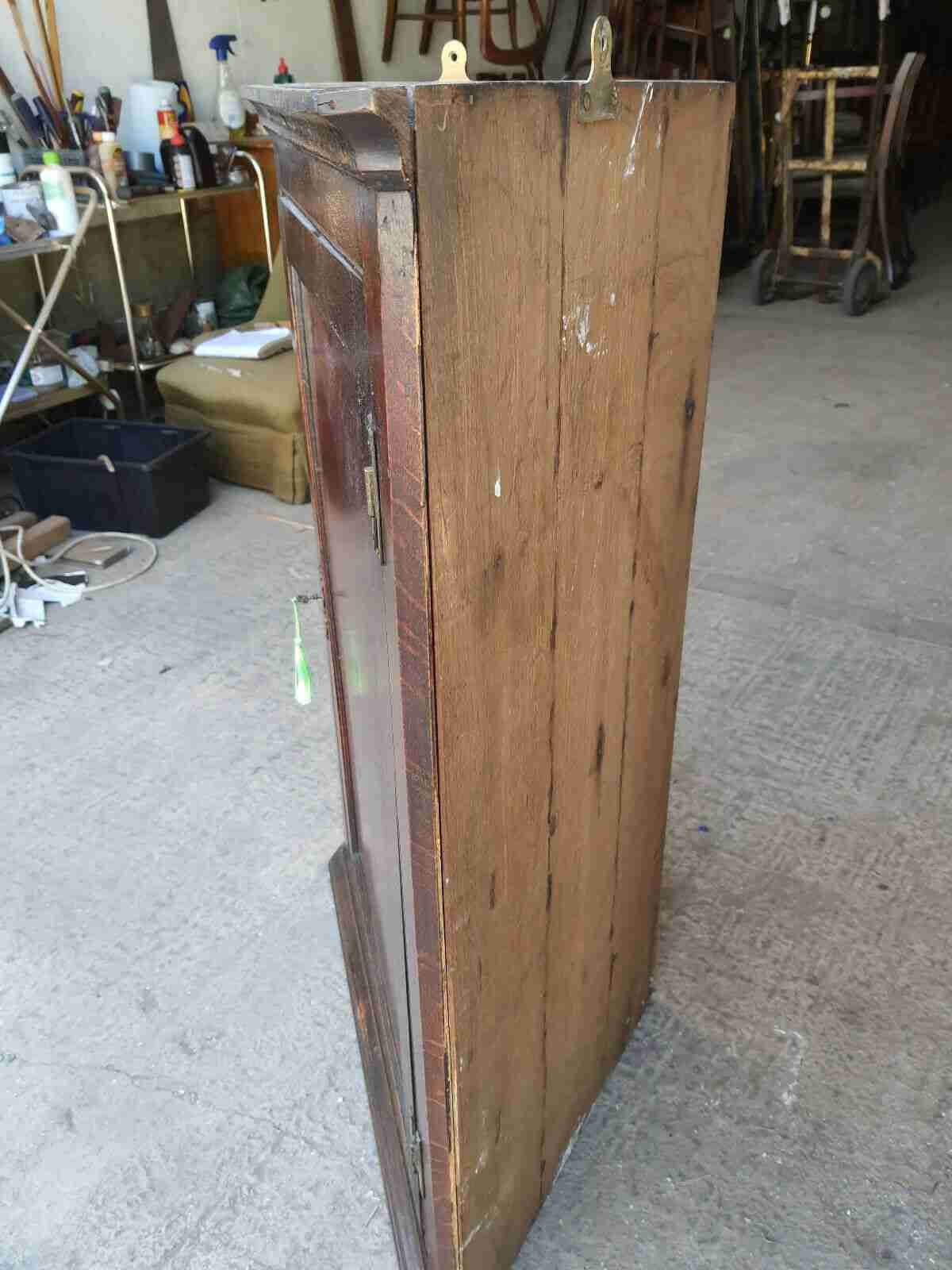 antique Georgian oak single door corner cabinet serpentine shelves cupboard