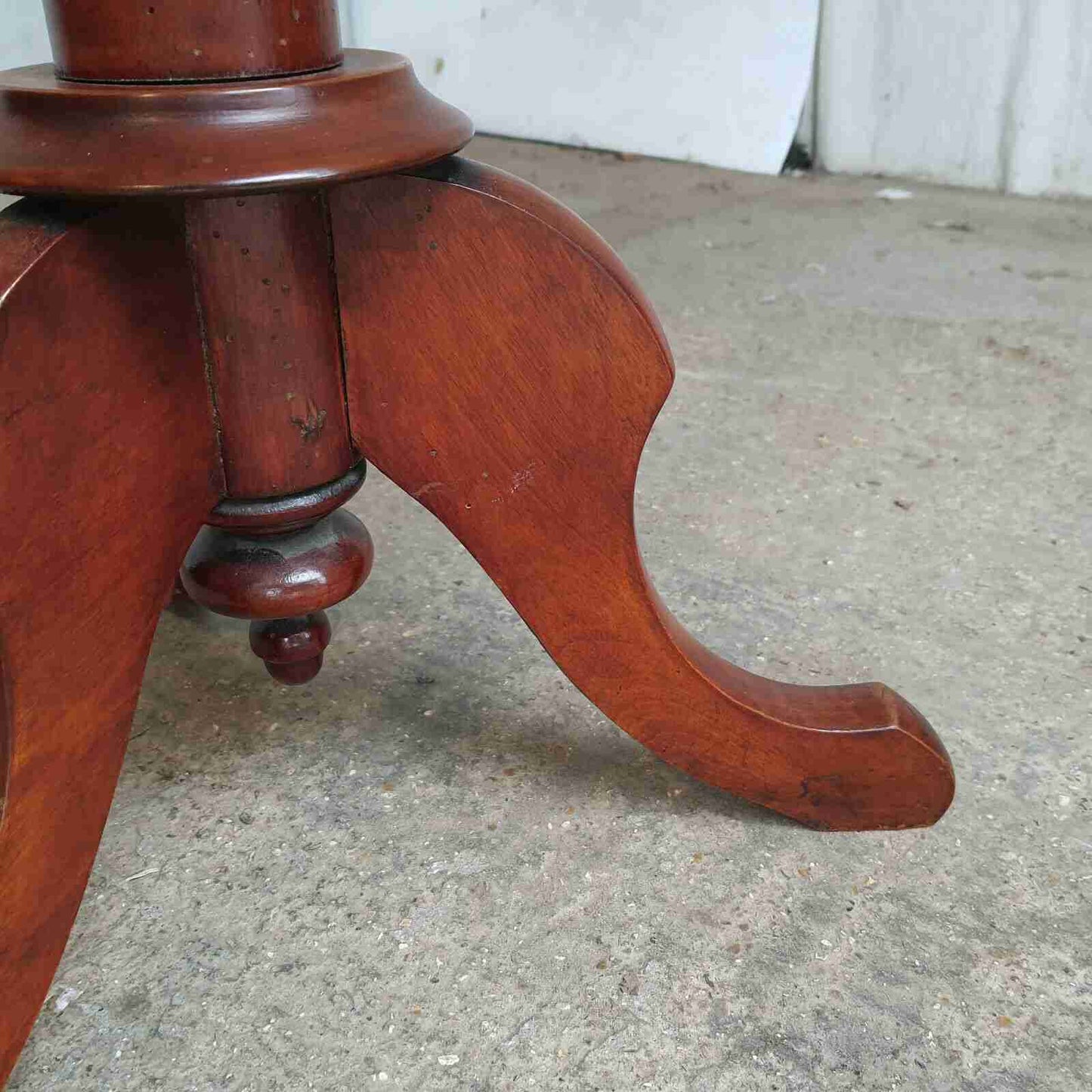 antique elm side end table pedestal table tripod base curved rectangular top