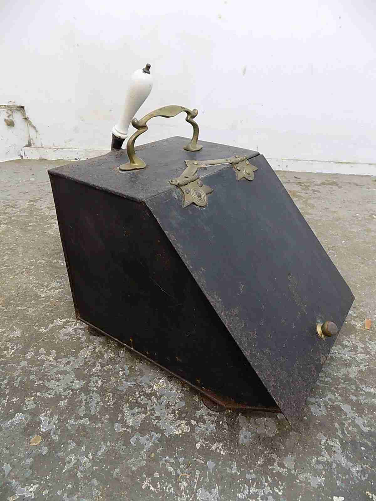 Antique metal coal bucket