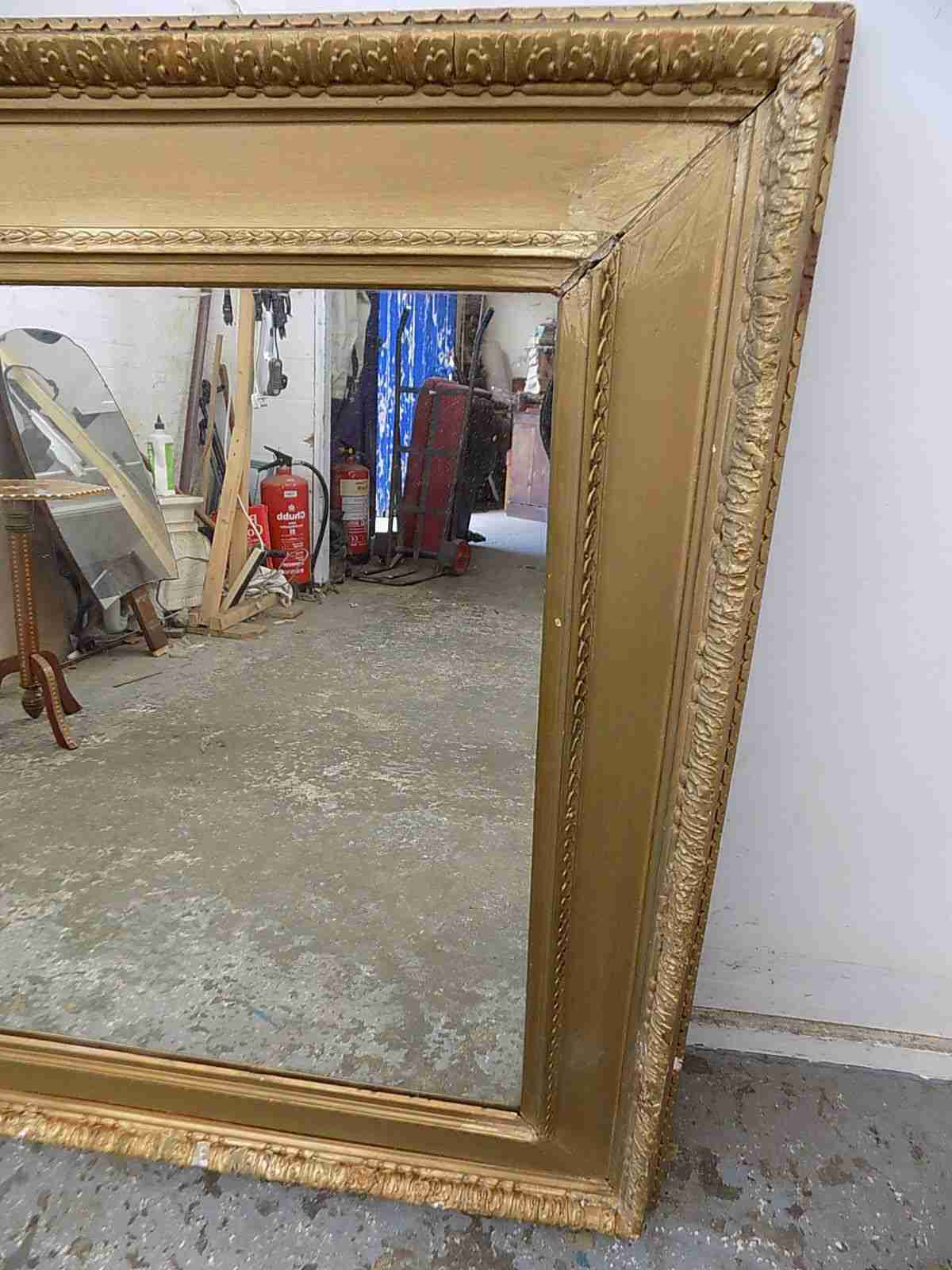 Antique Victorian large rectangle shabby gold mirror