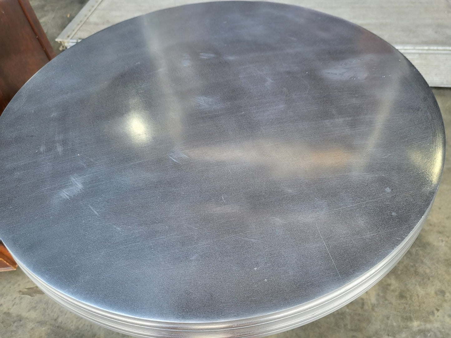 Silver metal round pedestal tripod side end lamp table