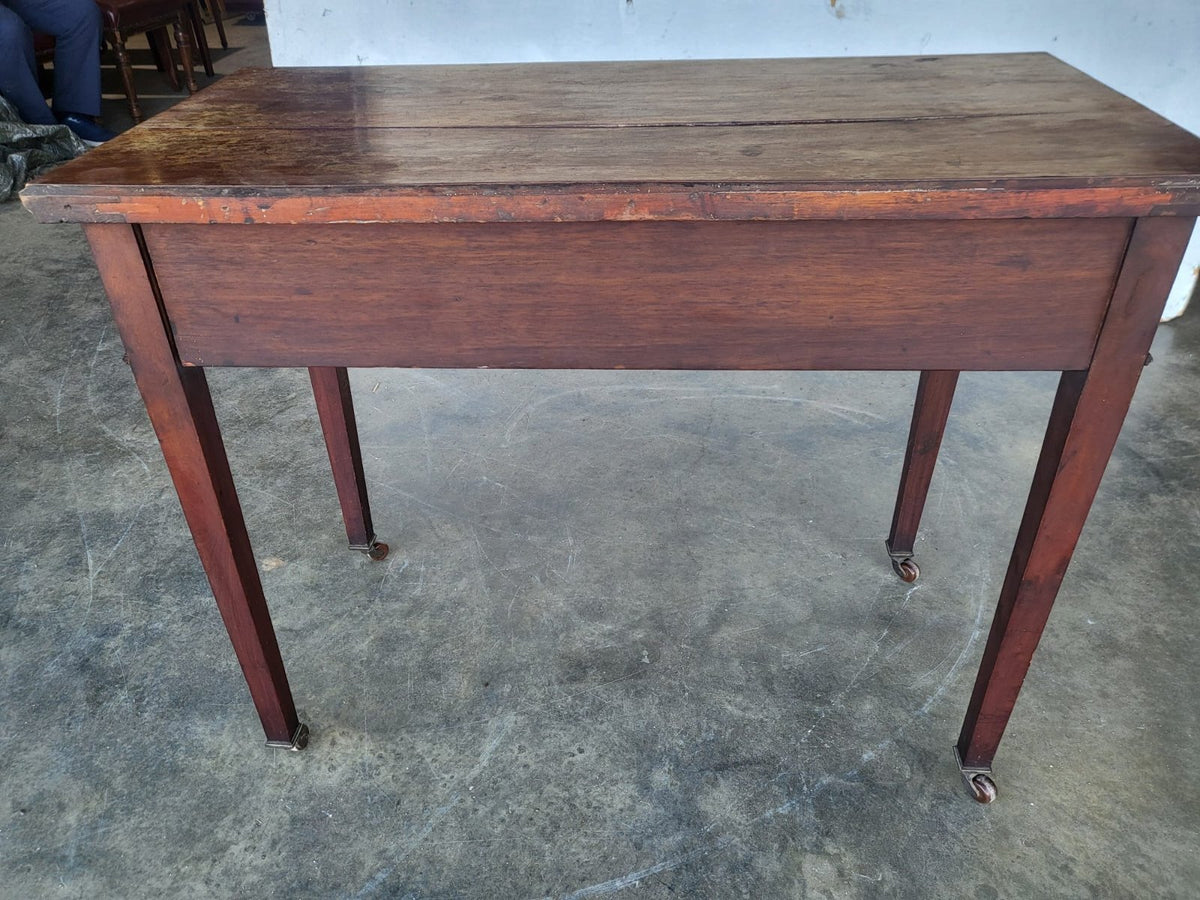 Antique Victorian single drawer writing hall table desk castors
