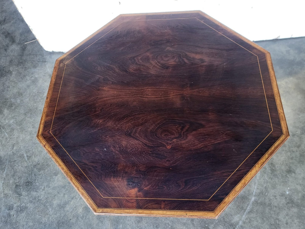 Antique Victorian Rosewood octagonal inland 2 tier side lamp occasional table