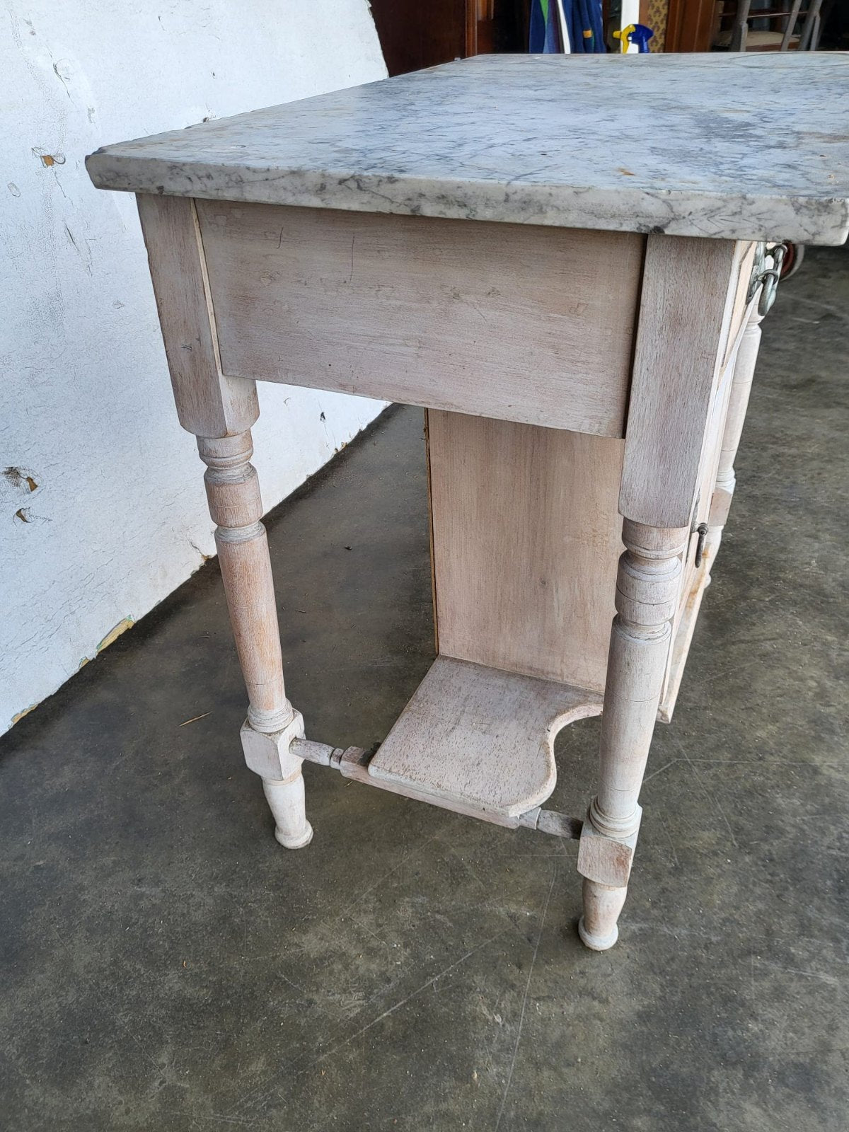 Antique Victorian small painted wash stand marble top drawer cupboard