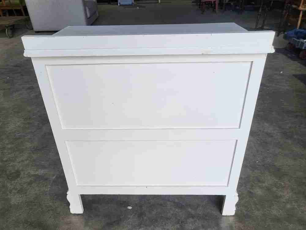 20thC white small chest of drawers 4 drawers bracket feet bedroom