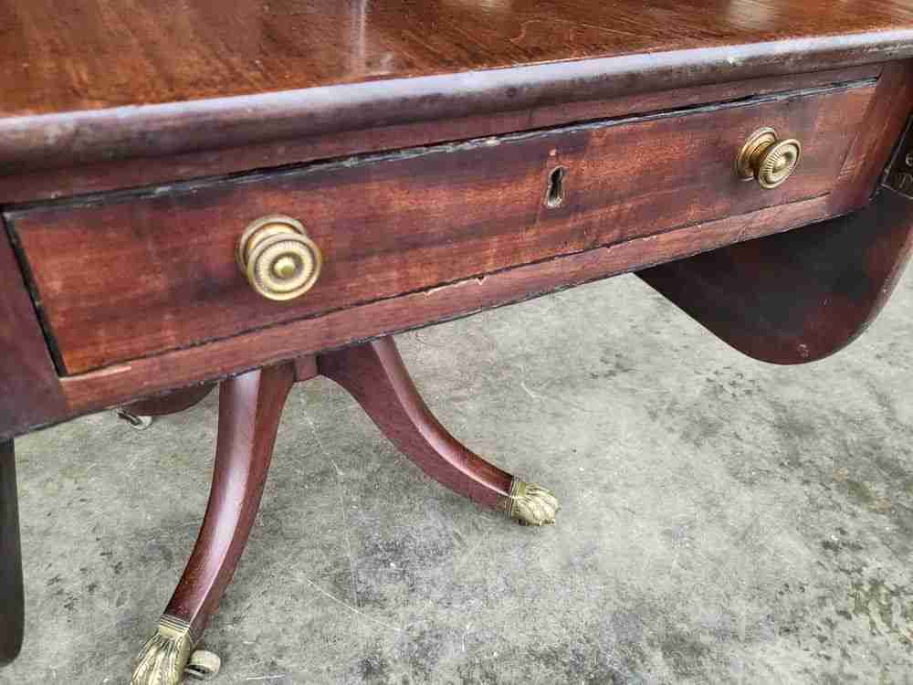 Antique Victorian pedestal drop leaf quad base table seat 6