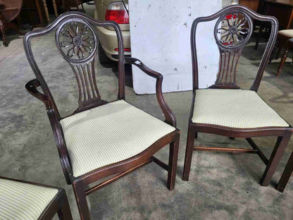 Six antique serpentine Georgian? mahogany dining chairs slat back carvers