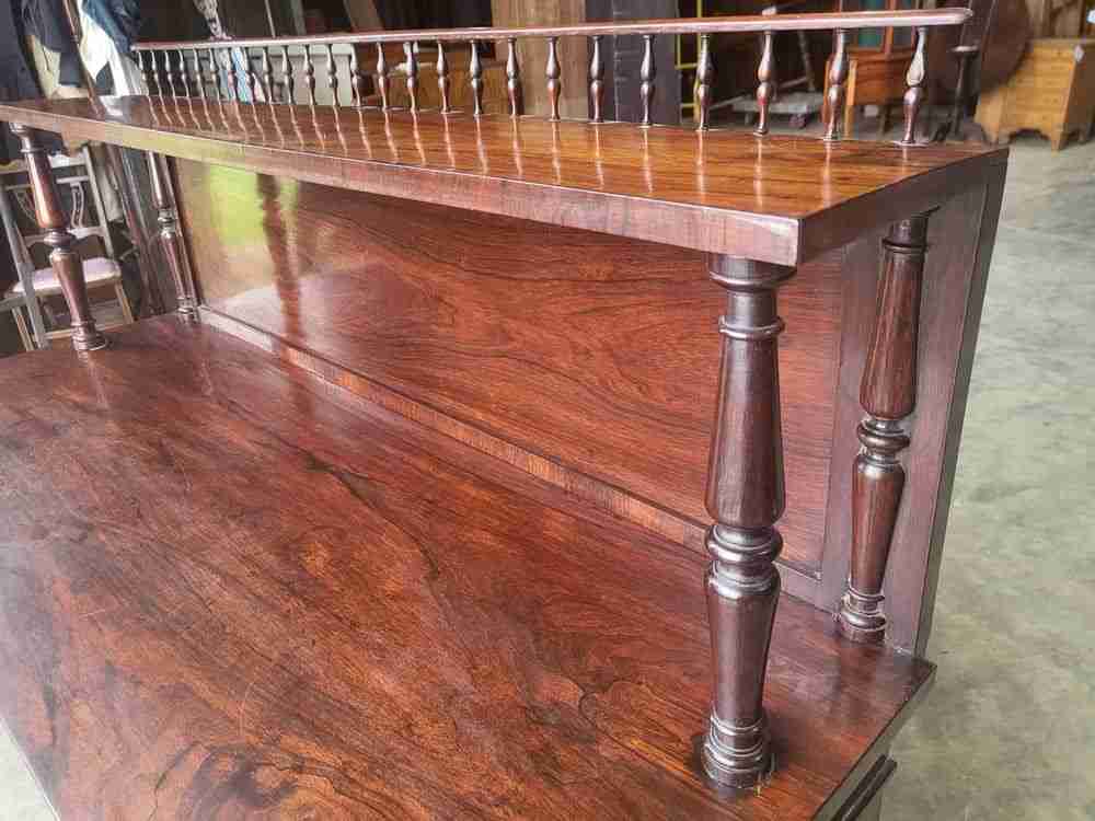 Antique Victorian small rosewood chiffonier sideboard glazed doors gallery
