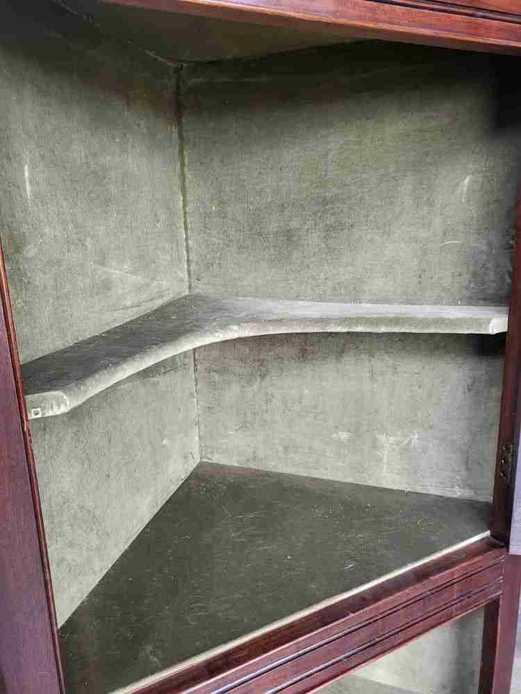 Antique Georgian mahogany freestanding glazed tall corner cabinet