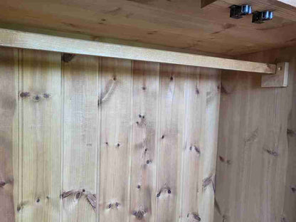 Small low pine wardrobe 2 x drawers bun feet