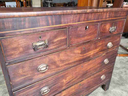 Antique Georgian Mahogany 3 over 3 inlaid chest of drawers square legs