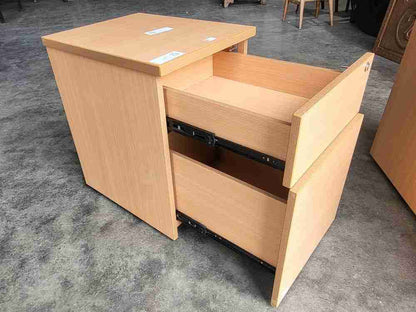 Pair two beech small low 2 drawer filing cabinets drawers