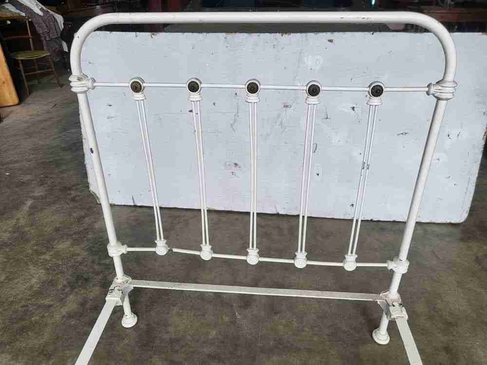 Antique Victorian single white cast iron bed frame