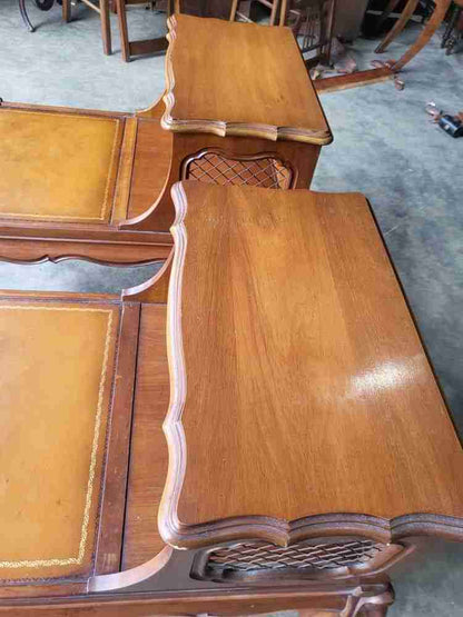 Pair antique repro French side end sofa tables cabriole legs