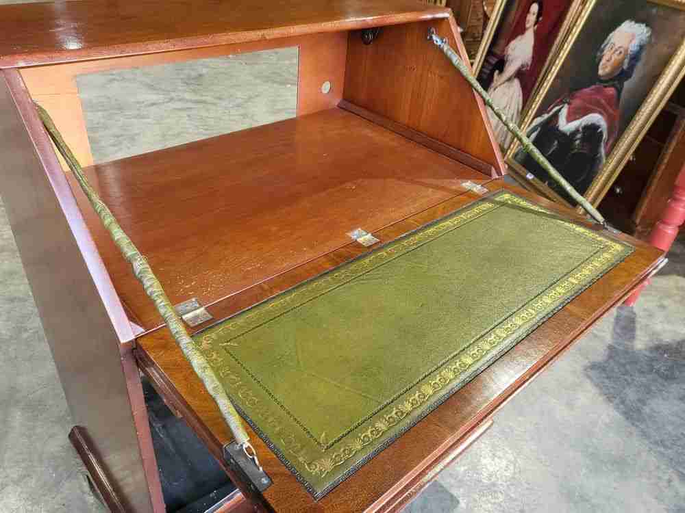 Antique repro mahogany T.V  entertainment cabinet faux bureau