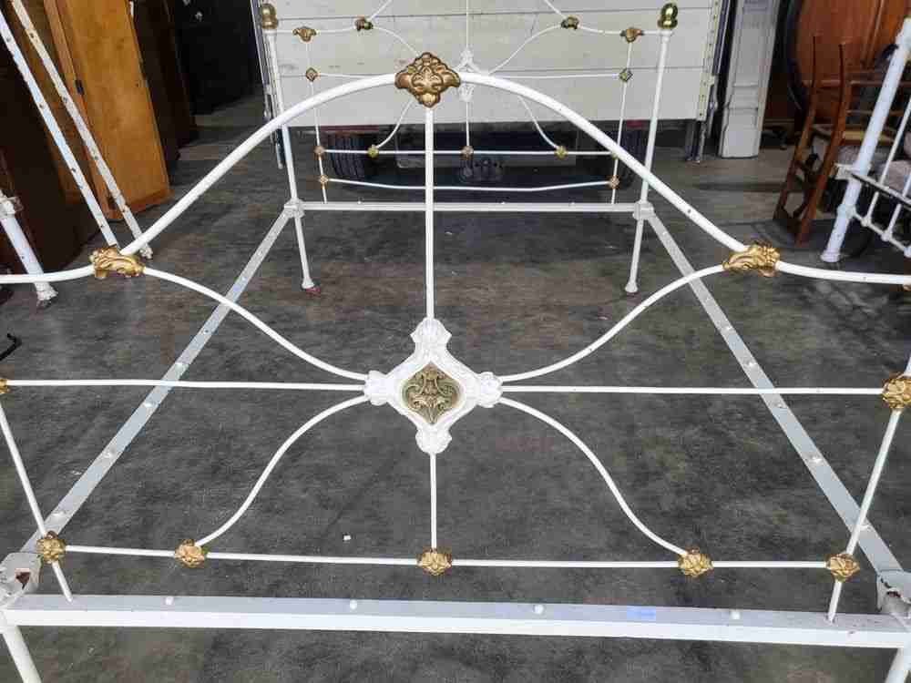 Antique Victorian cast iron double bed frame