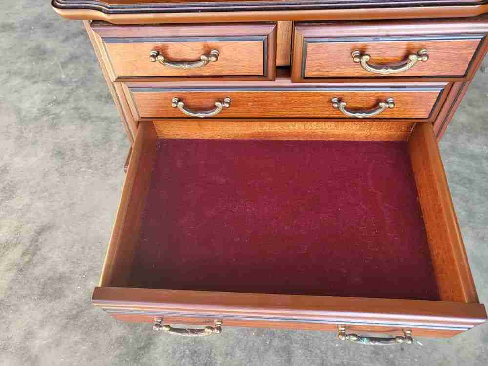 Antique repro small side table cutlery collectors 2 over 2 drawers