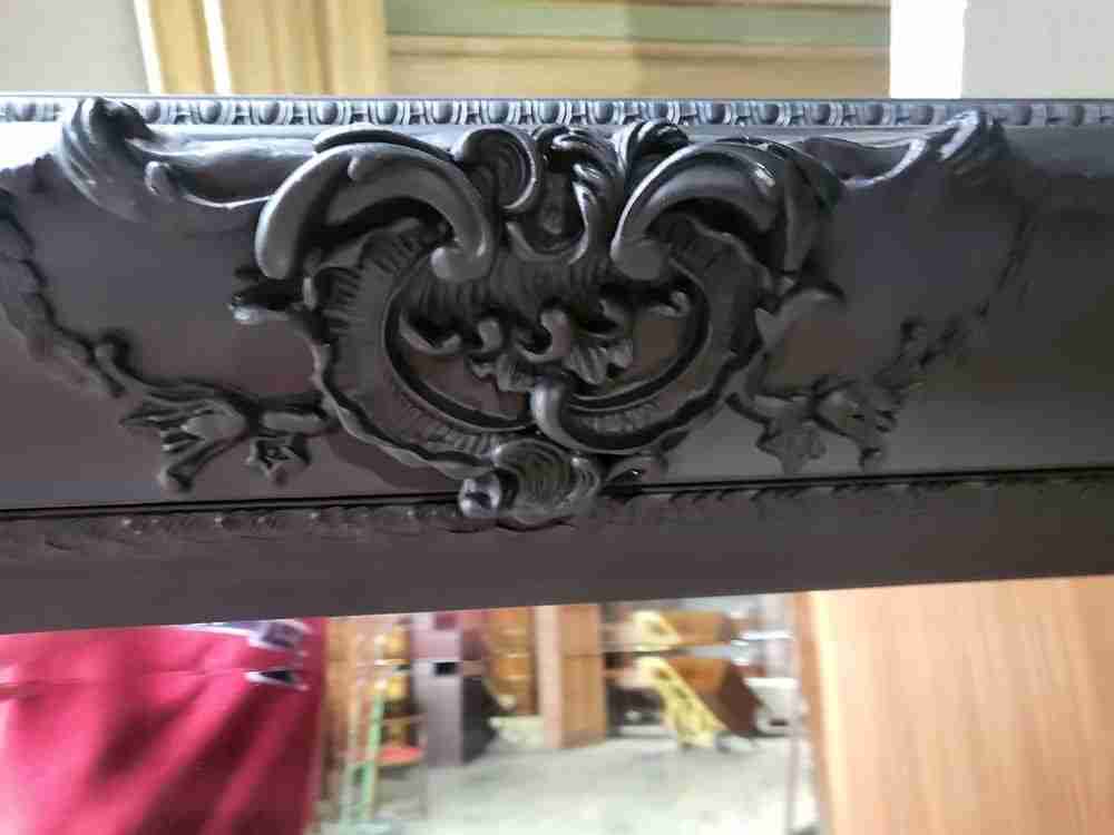 Very large antique repro black mirror 7' x 5' freestanding dressing wall