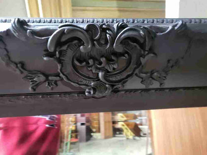 Very large antique repro black mirror 7' x 5' freestanding dressing wall