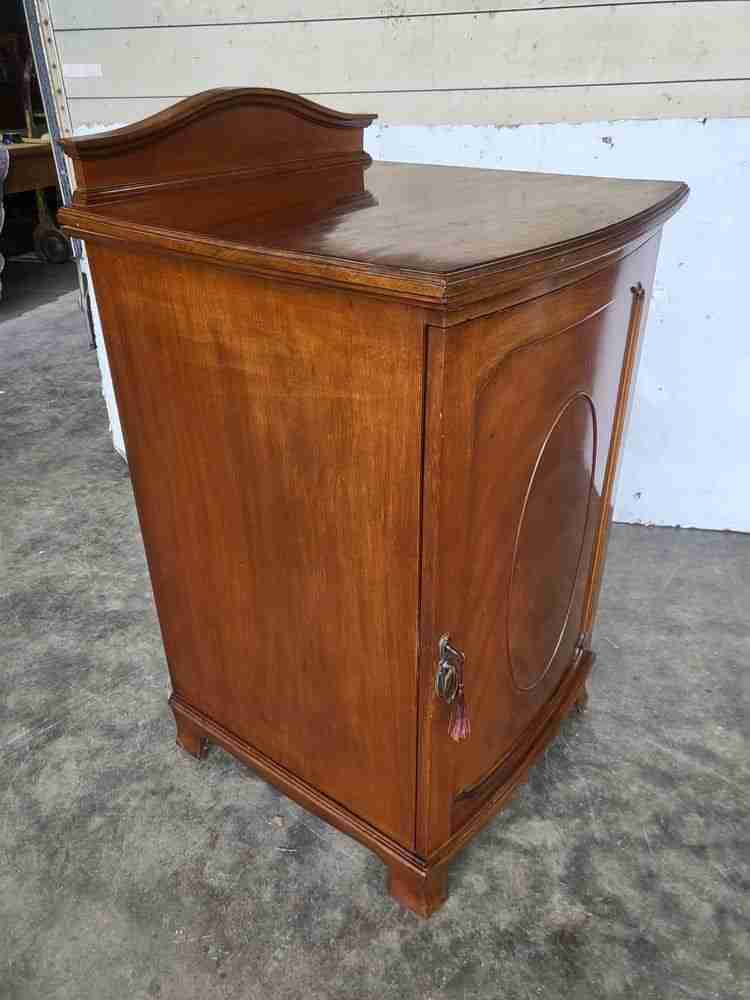 Antique bow front side end cupboard cabinet drawer
