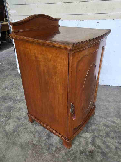 Antique bow front side end cupboard cabinet drawer