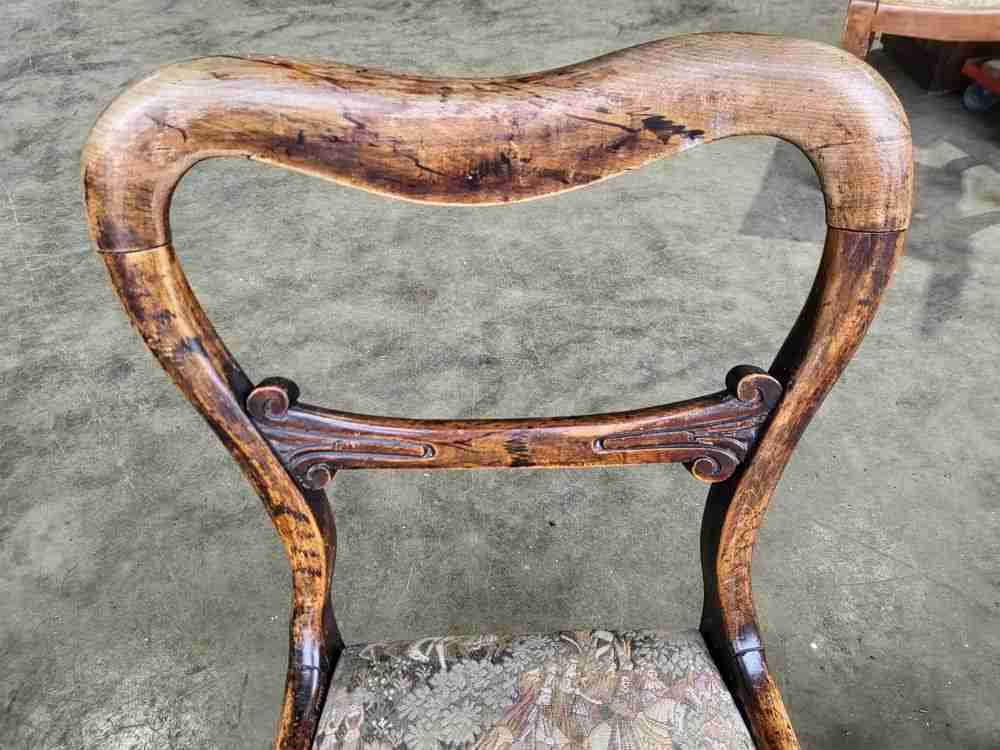 Four mixed Victorian balloon back dining chairs floral