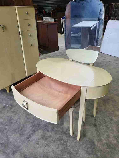 Vintage 1930's small dressing table stool mirror