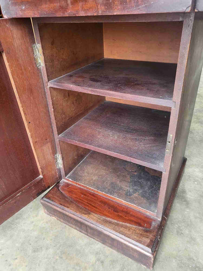 Antique Edwardian Victorian mahogany twin pedestal sideboard drawers wine drawer