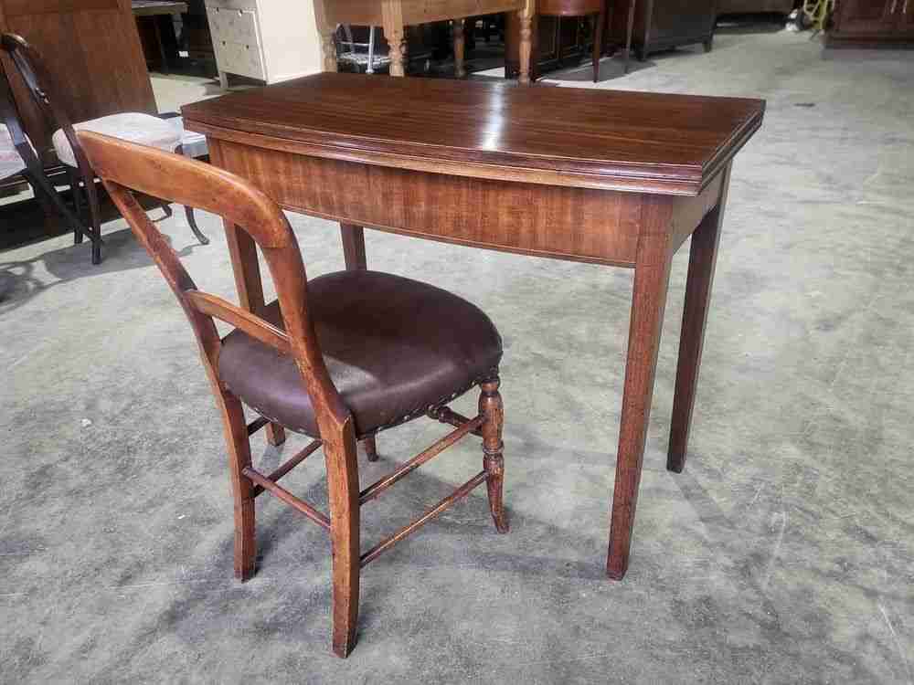 Antique Edwardian small fold over occasional dining work table desk seat 4