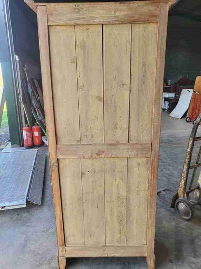 Antique art nouveau walnut single wardrobe mirrored door