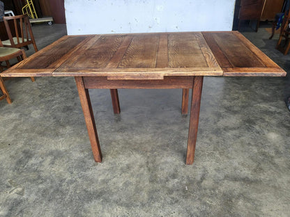 Vintage 1930's square oak extending kitchen dining table and 4 chairs