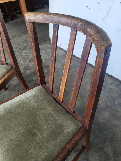 Vintage 1930's square oak extending kitchen dining table and 4 chairs