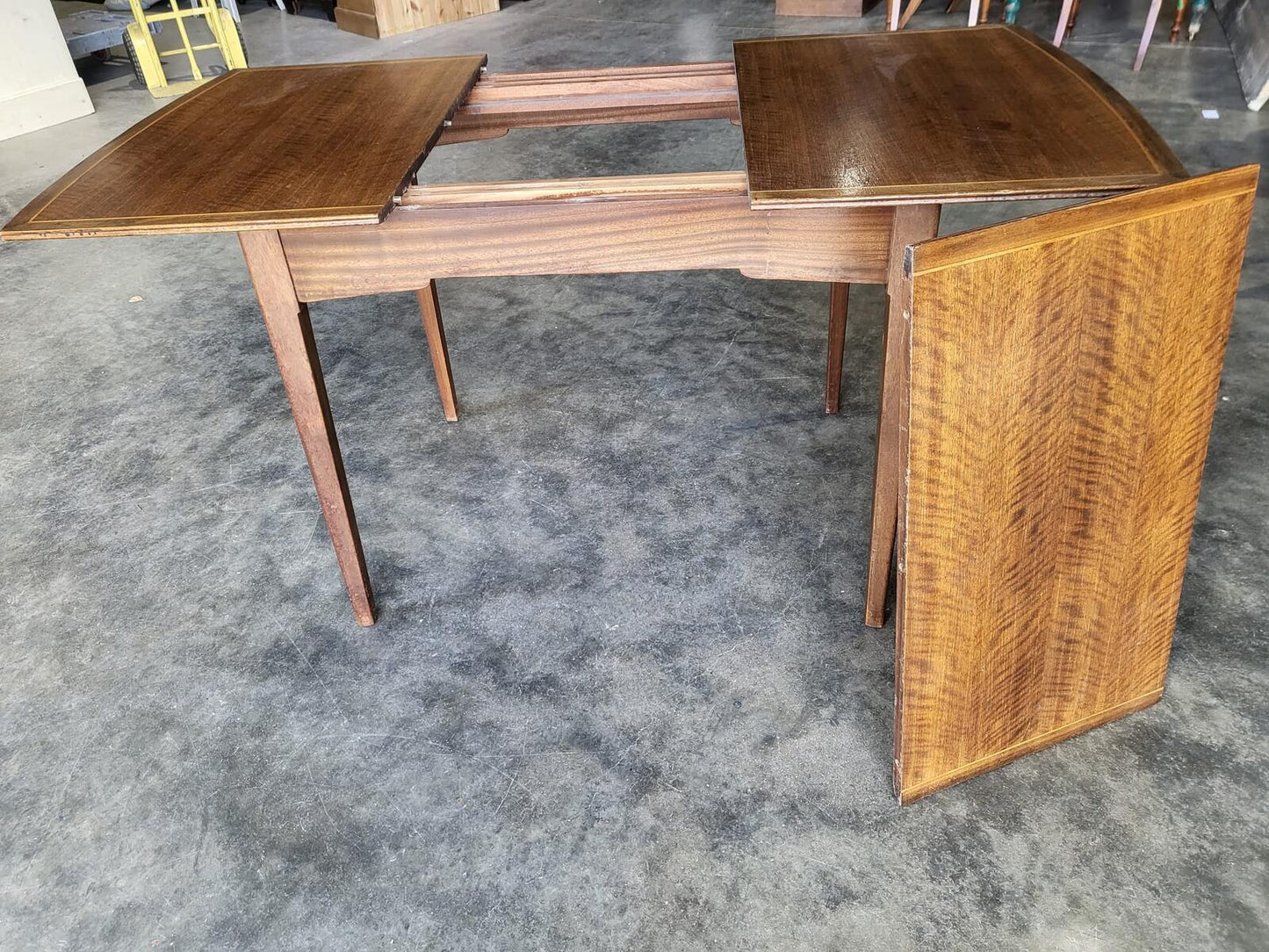 Vintage 1970's small teak? extending dining table seat to 8