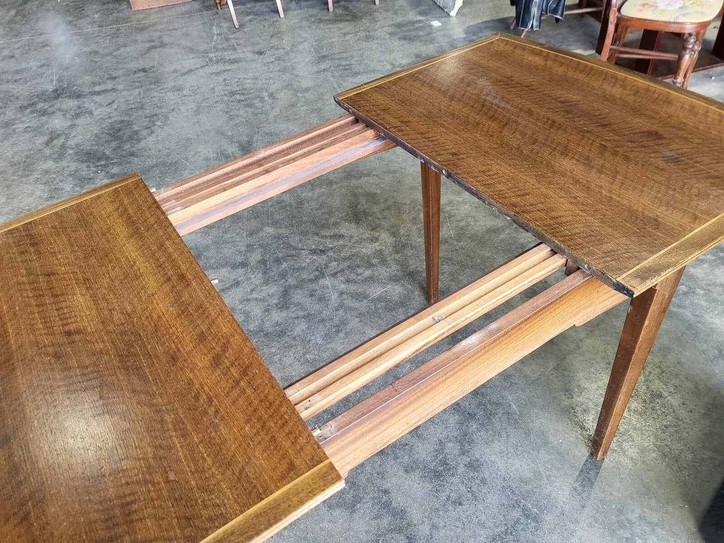 Vintage 1970's small teak? extending dining table seat to 8
